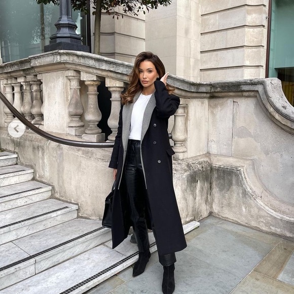 ZARA manteco WOOL OVERSIZED BLACK COAT LONG LINE